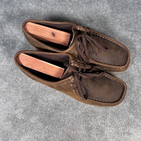Clarks Collection Moc Toe Crepe Sole Casual Shoes Women 9.5 Brown Wallabee Style - Picture 2 of 11